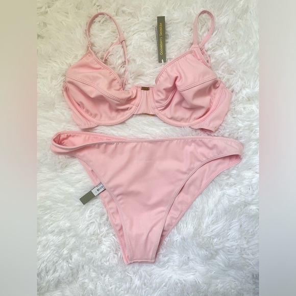 Gooseberry pink bikini swimsuit sculpting top and bottom size large - Picture 2 of 5